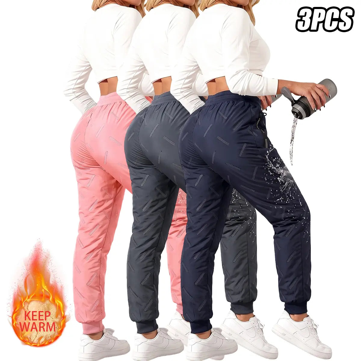 🔥 Women's Autumn/Winter Fleece-Lined Windproof Jogging Pants with Zippered Pockets
