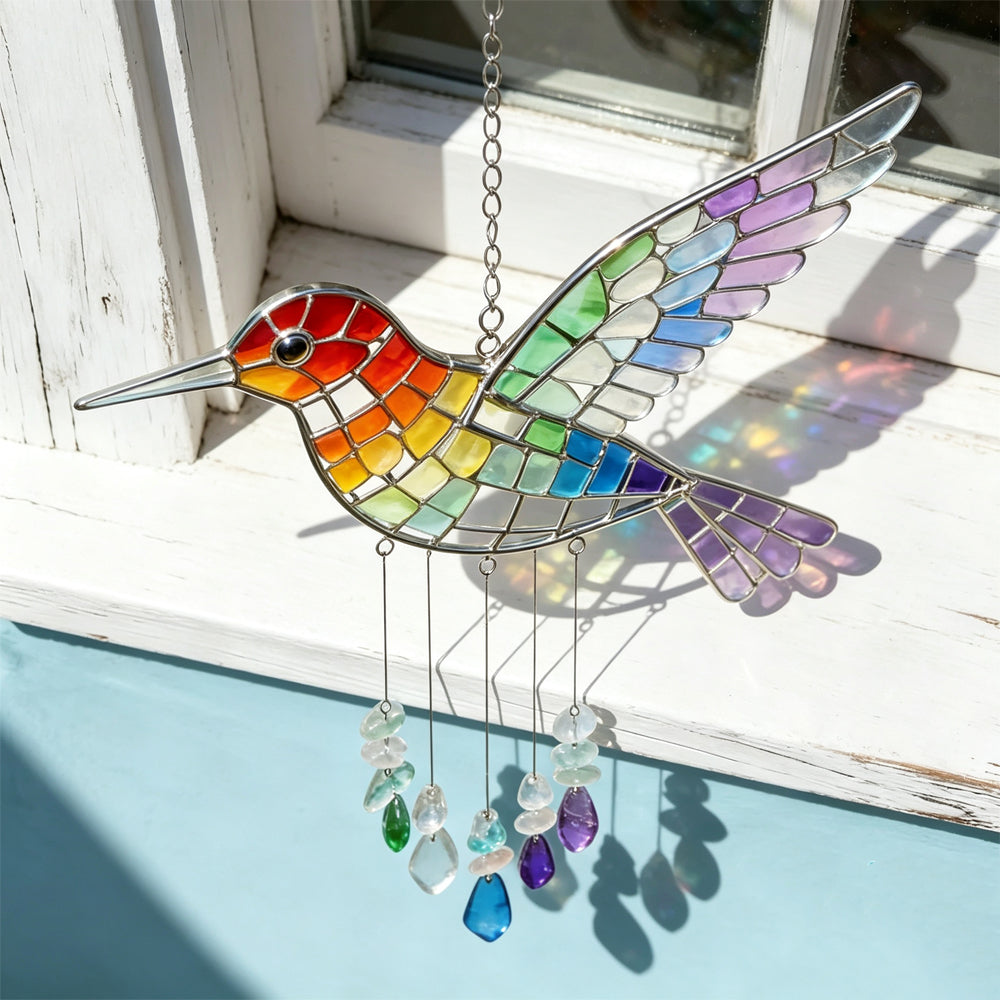 Hummingbird Glass Rainbow Wind Chime
