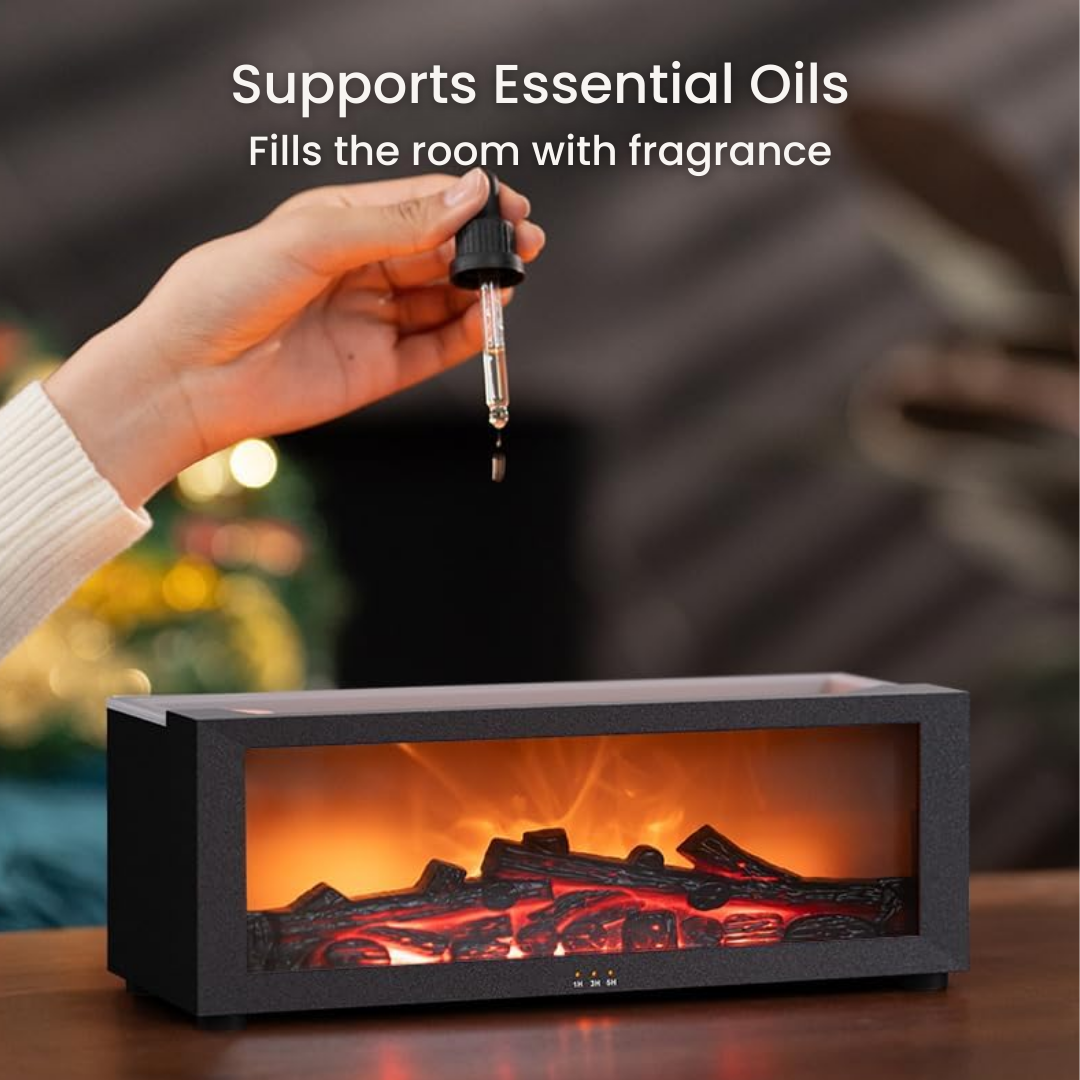 🔥 Fireplace-style simulated flame aromatherapy humidifier