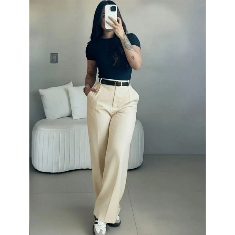 💘Women's High Waist Stretch Wide Leg Suit Pants