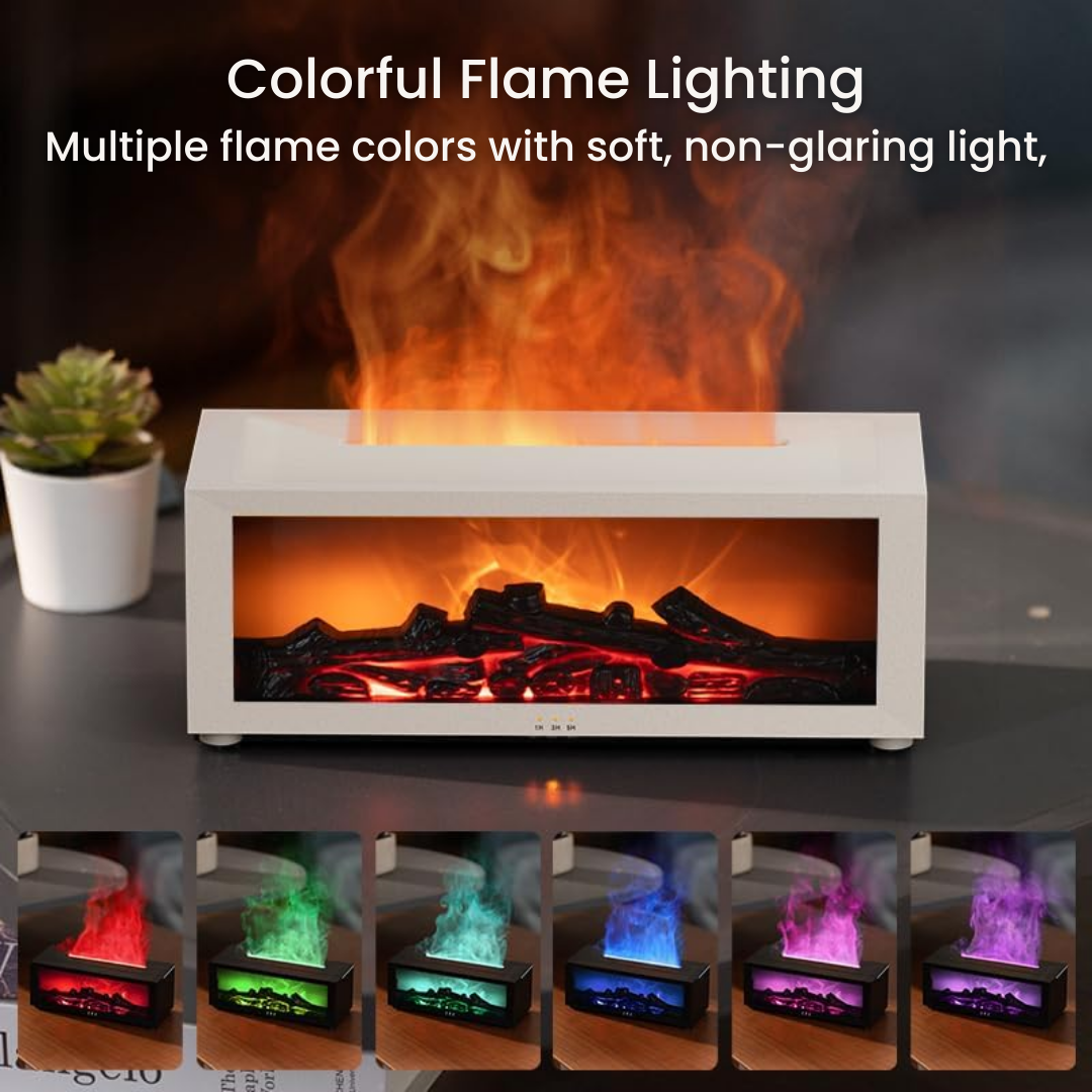 🔥 Fireplace-style simulated flame aromatherapy humidifier