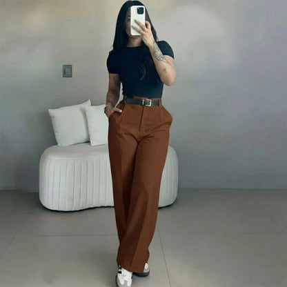 💘Women's High Waist Stretch Wide Leg Suit Pants