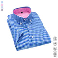 Men's Fitted Short-Sleeved Collared Button-Front Shirt