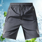 Men's Activewear Shorts - Fitted Cut, Drawstring Waistband, Reflective Geometric Patterns, Zipper Pockets for Summer Running