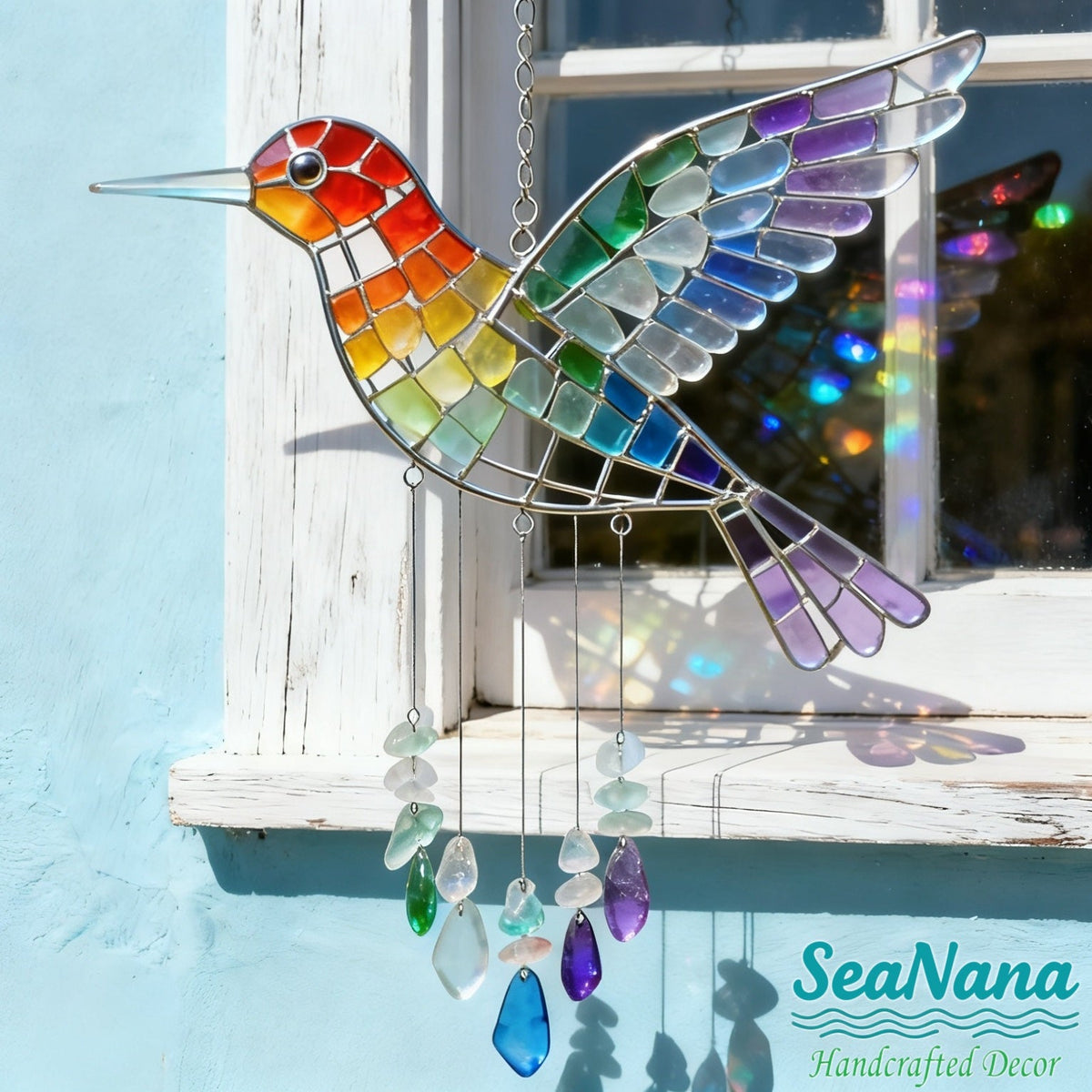 Hummingbird Glass Rainbow Wind Chime