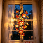 Halloween Pumpkin Moon Stained Glass Window Hanging