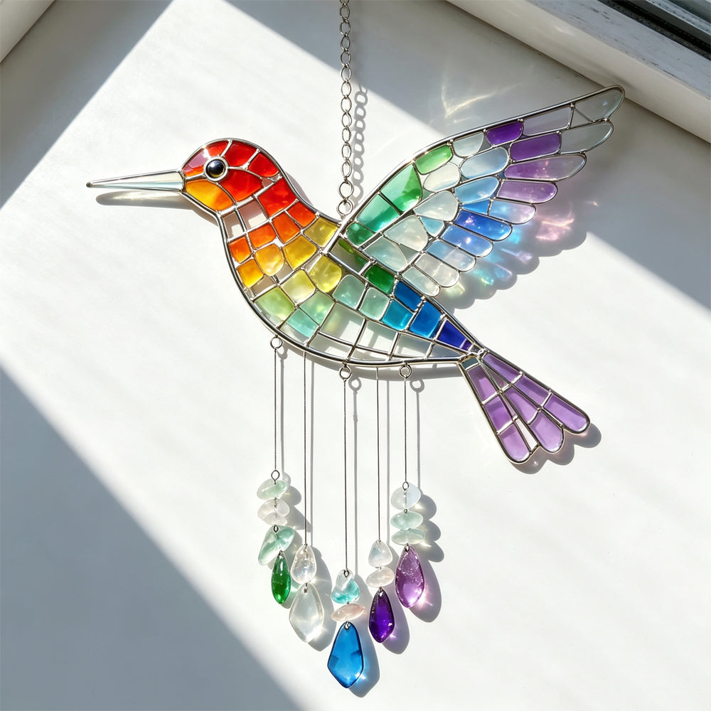 Hummingbird Glass Rainbow Wind Chime