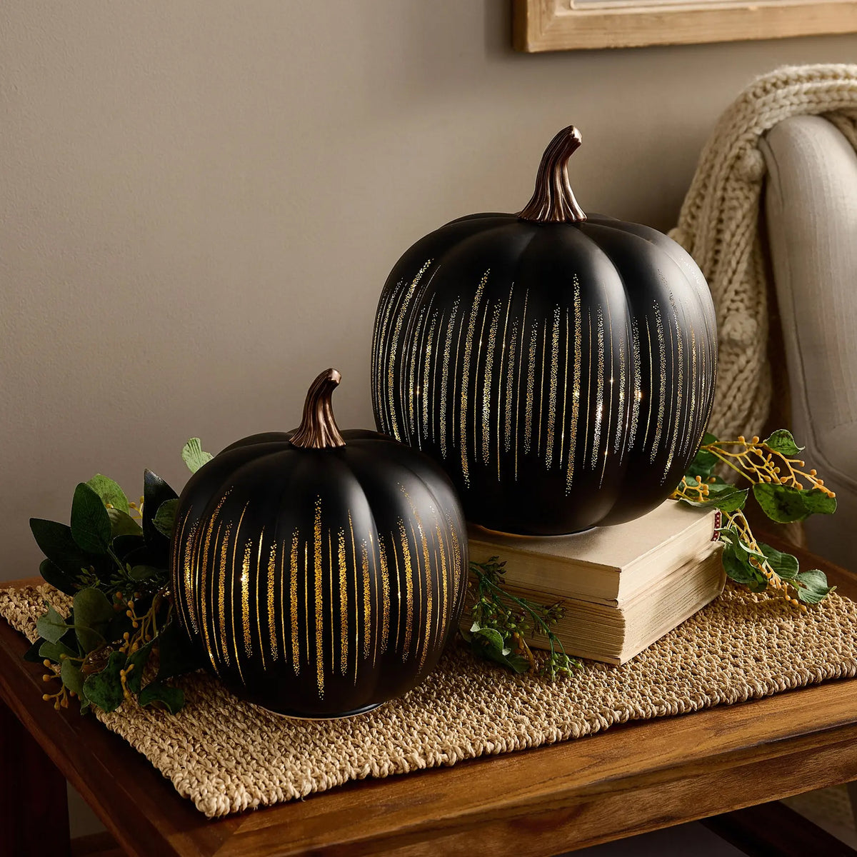 Starry Night Glowing Glass Pumpkin Lantern