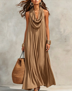 Women's Flowy Stand-Collar Casual Dress