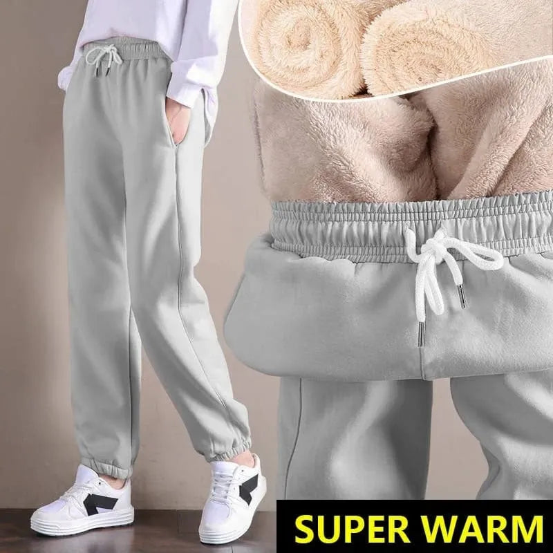 Women's Fleece Lined Solid Color Fashion Casual Pants
