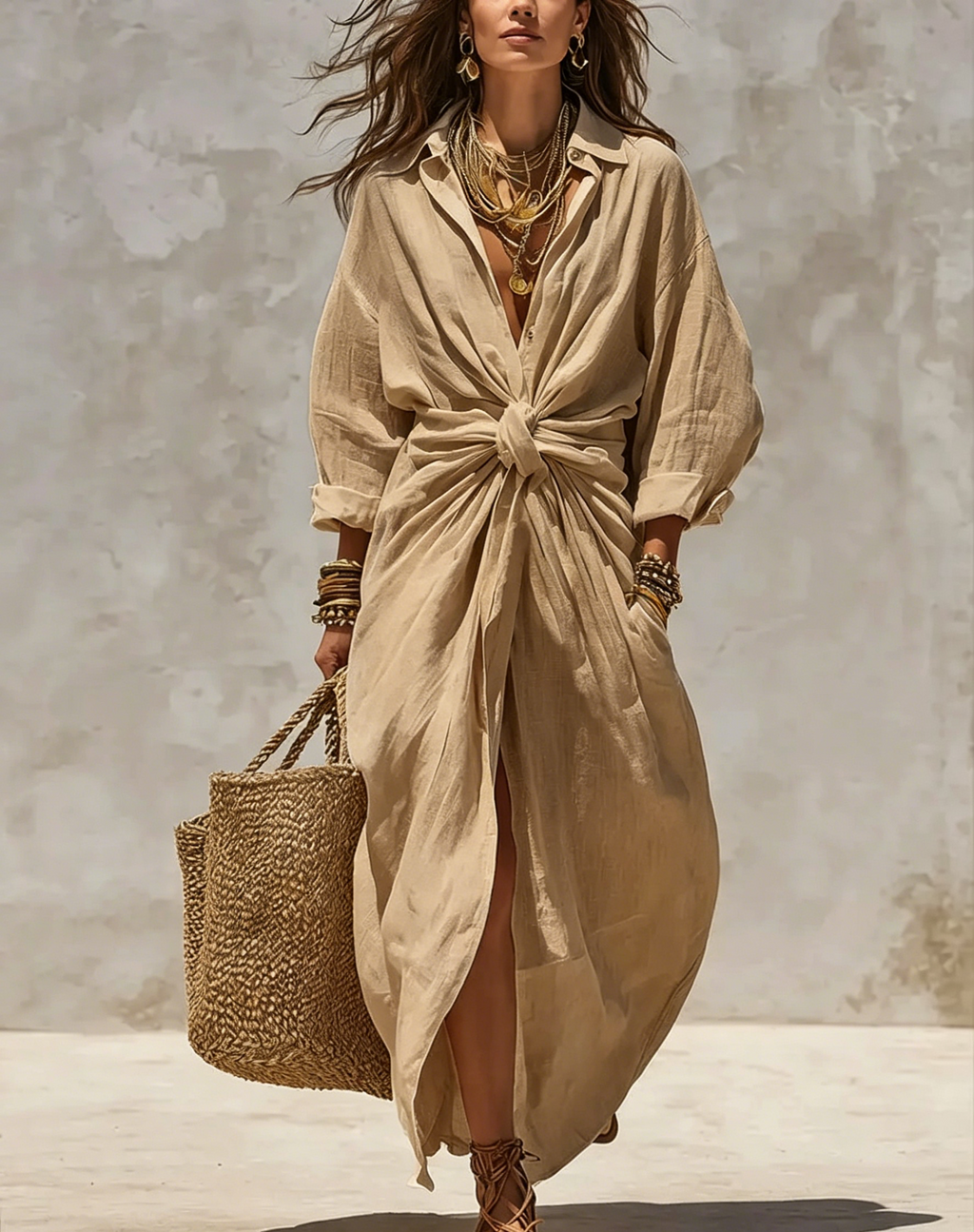 Women's Designer Cotton and Linen shirt dress