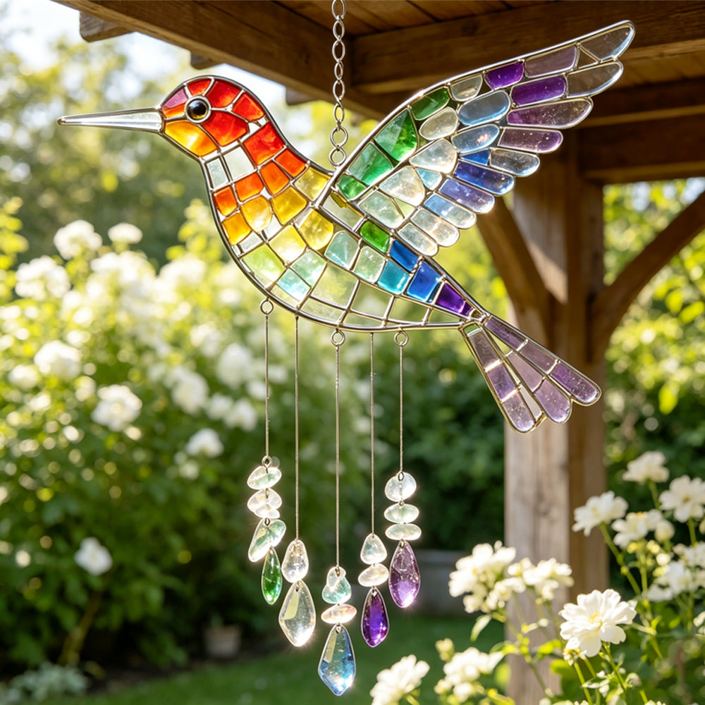 Hummingbird Glass Rainbow Wind Chime