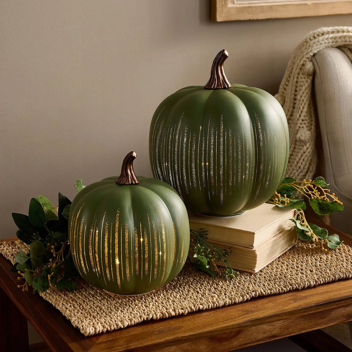 Starry Night Glowing Glass Pumpkin Lantern