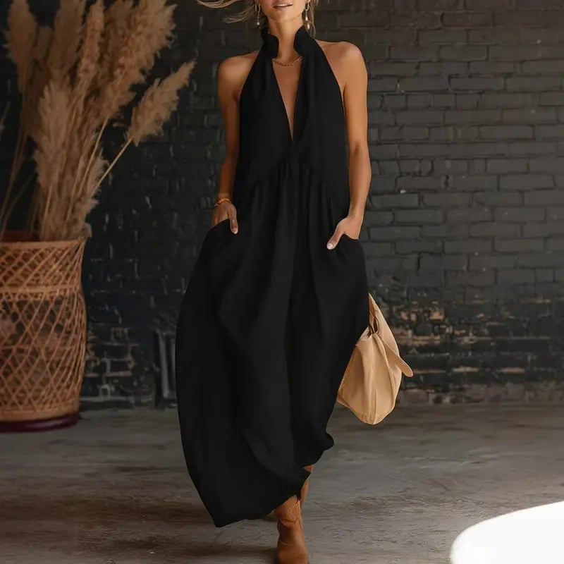 2026 Minimalist Halter Neck Maxi Dress