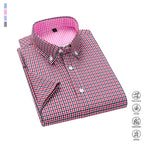 Men's Fitted Short-Sleeved Collared Button-Front Shirt