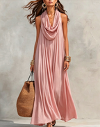 Women's Flowy Stand-Collar Casual Dress