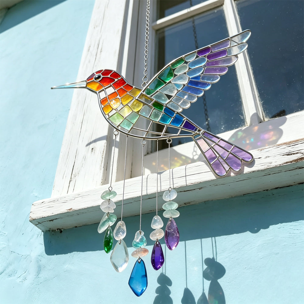 Hummingbird Glass Rainbow Wind Chime