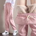 Women's Fleece Lined Solid Color Fashion Casual Pants