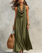 Women's Flowy Stand-Collar Casual Dress