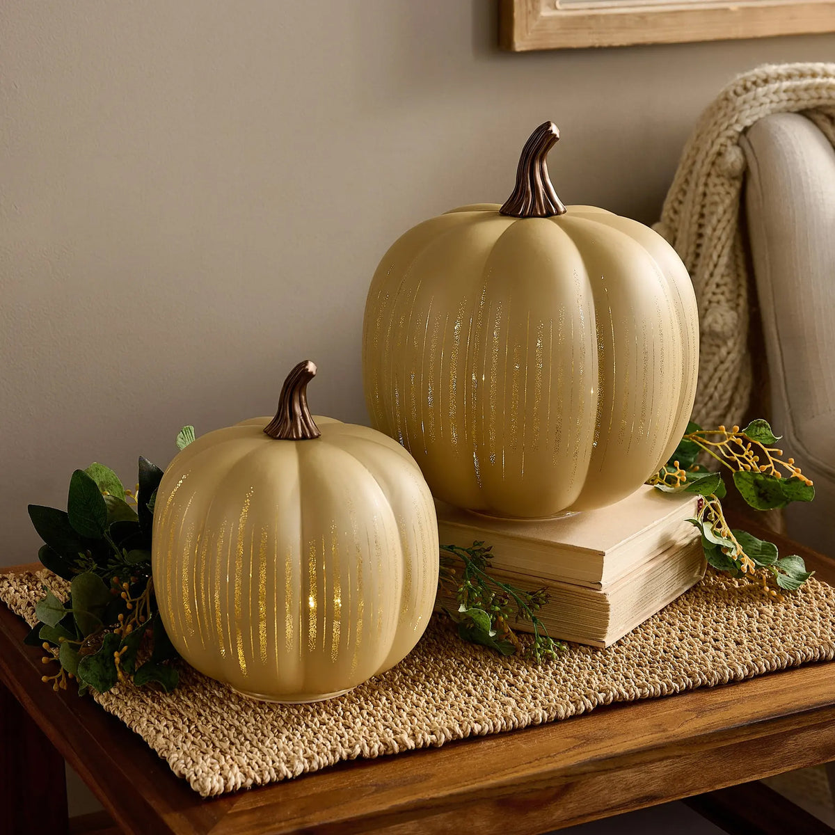 Starry Night Glowing Glass Pumpkin Lantern