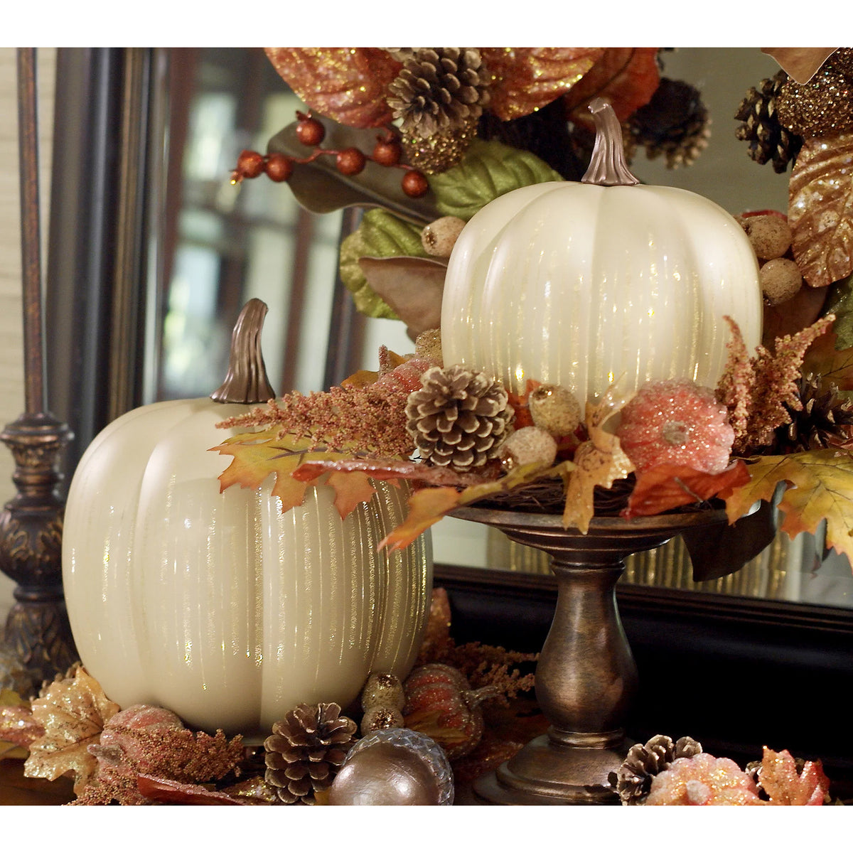 Starry Night Glowing Glass Pumpkin Lantern