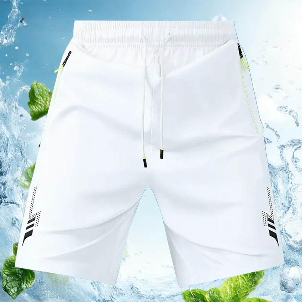 Men's Activewear Shorts - Fitted Cut, Drawstring Waistband, Reflective Geometric Patterns, Zipper Pockets for Summer Running