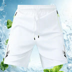 Men's Activewear Shorts - Fitted Cut, Drawstring Waistband, Reflective Geometric Patterns, Zipper Pockets for Summer Running