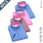 Men's Fitted Short-Sleeved Collared Button-Front Shirt