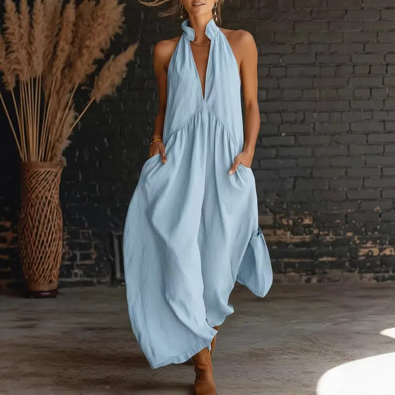2026 Minimalist Halter Neck Maxi Dress