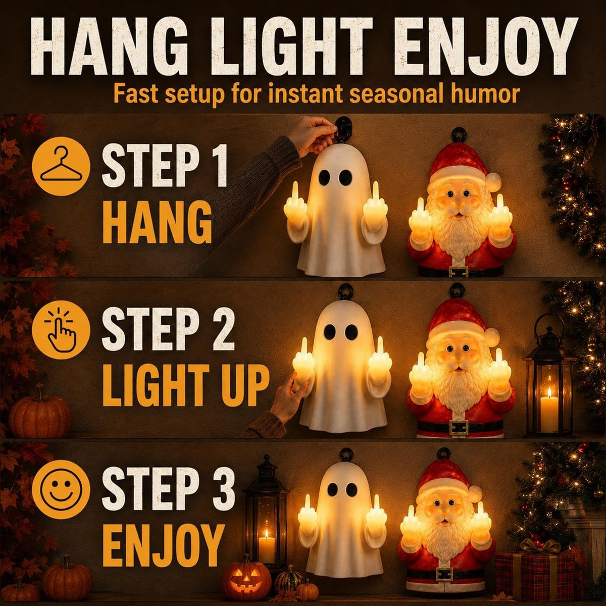 🎅 Santa 👻 Ghost Glowing Night Light 🔥 Now 50% OFF