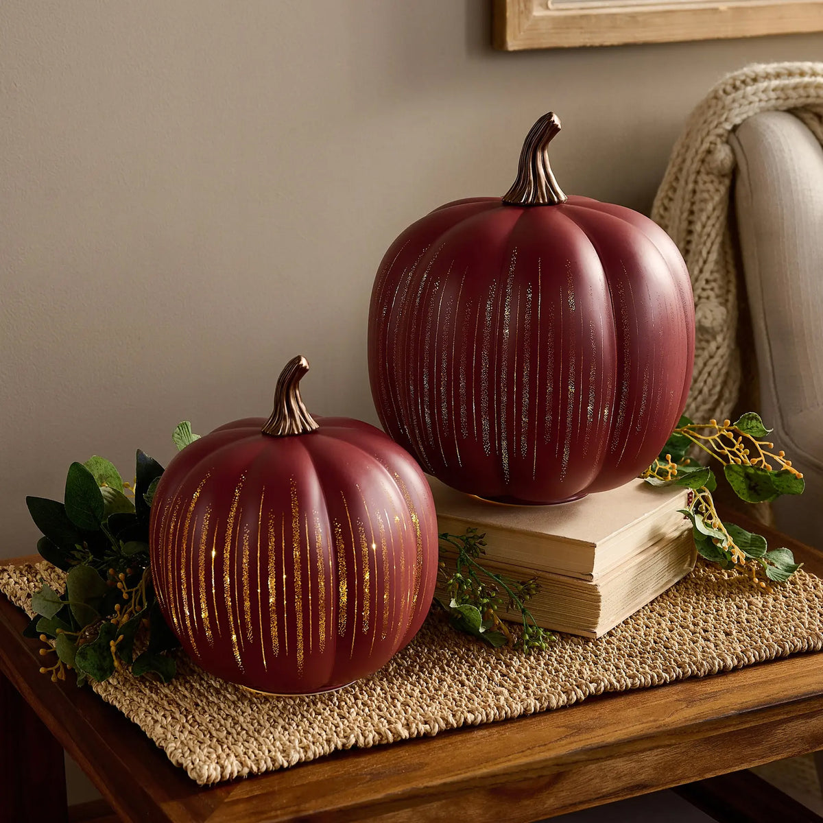 Starry Night Glowing Glass Pumpkin Lantern