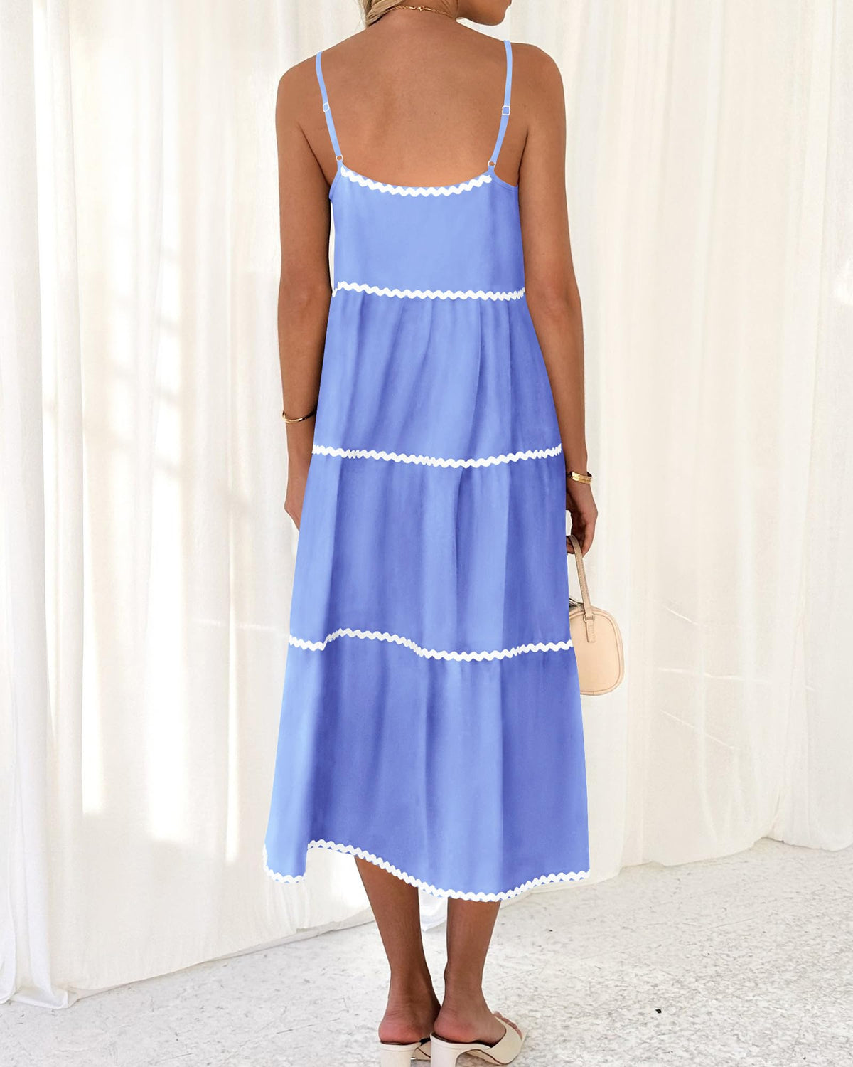 Women's Summer Spaghetti-Strap Tiered Maxi Dress