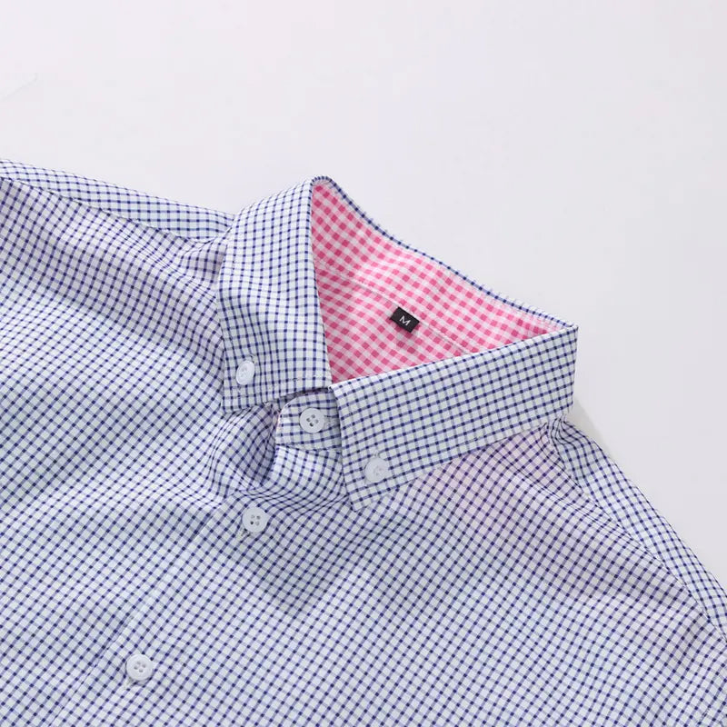 Men's Fitted Short-Sleeved Collared Button-Front Shirt