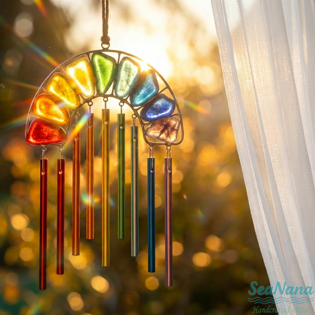 🌈Rainbow Magic in Sunlight! ✨-Handcrafted wind chimes