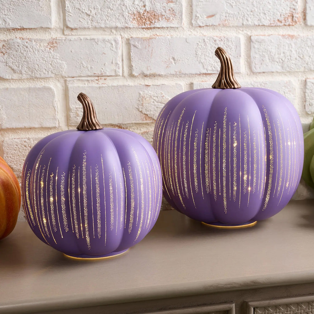 Starry Night Glowing Glass Pumpkin Lantern
