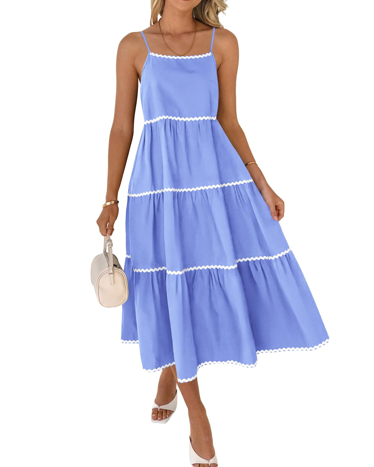 Women's Summer Spaghetti-Strap Tiered Maxi Dress