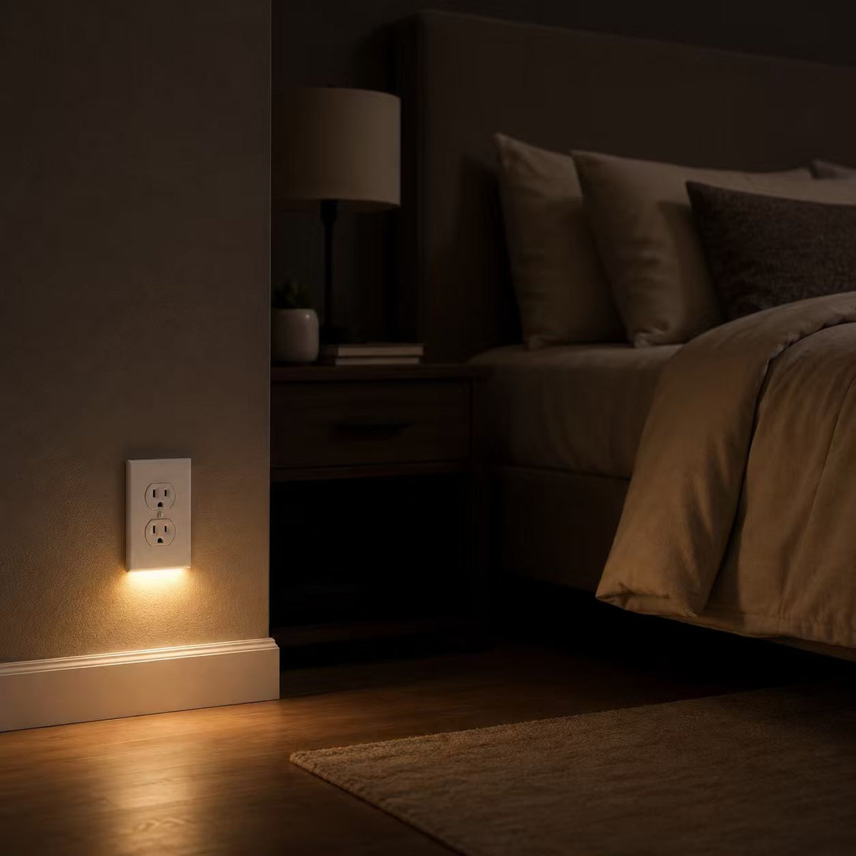 Outlet Wall Plate with LED Night Lights – No Batteries or Wires [UL FCC CSA Certified]