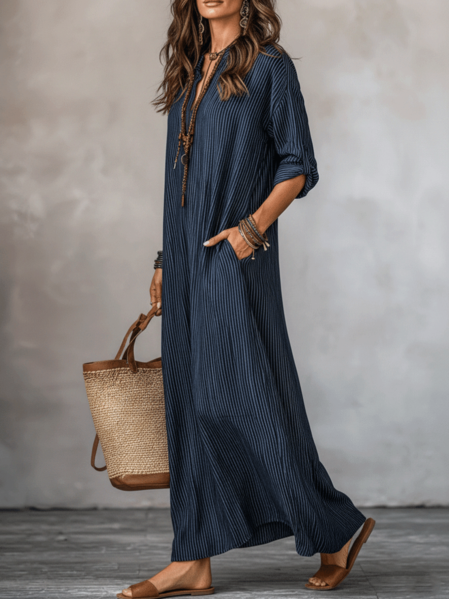 Women's Nomadic Indigo Loose-Fit Maxi Dress