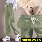Women's Fleece Lined Solid Color Fashion Casual Pants
