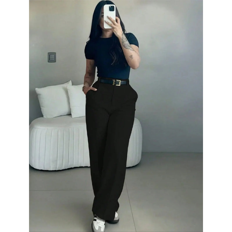 💘Women's High Waist Stretch Wide Leg Suit Pants