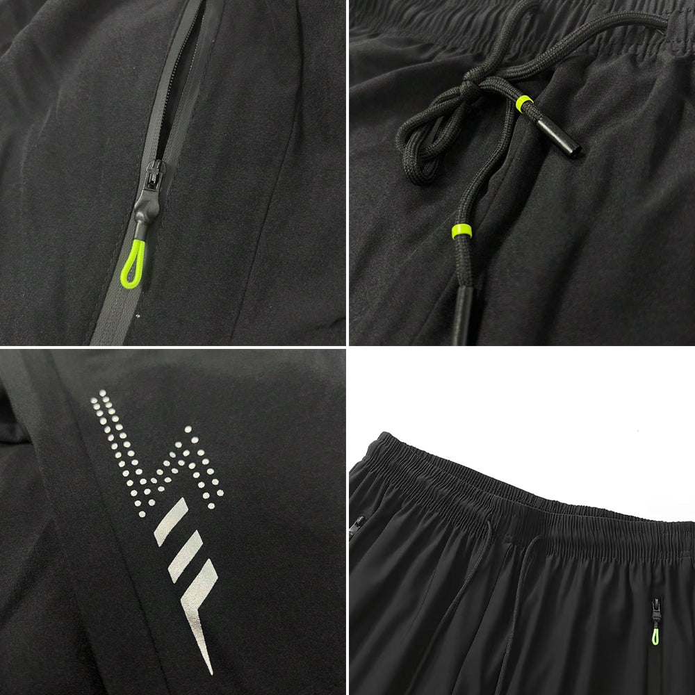Men's Activewear Shorts - Fitted Cut, Drawstring Waistband, Reflective Geometric Patterns, Zipper Pockets for Summer Running