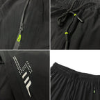 Men's Activewear Shorts - Fitted Cut, Drawstring Waistband, Reflective Geometric Patterns, Zipper Pockets for Summer Running
