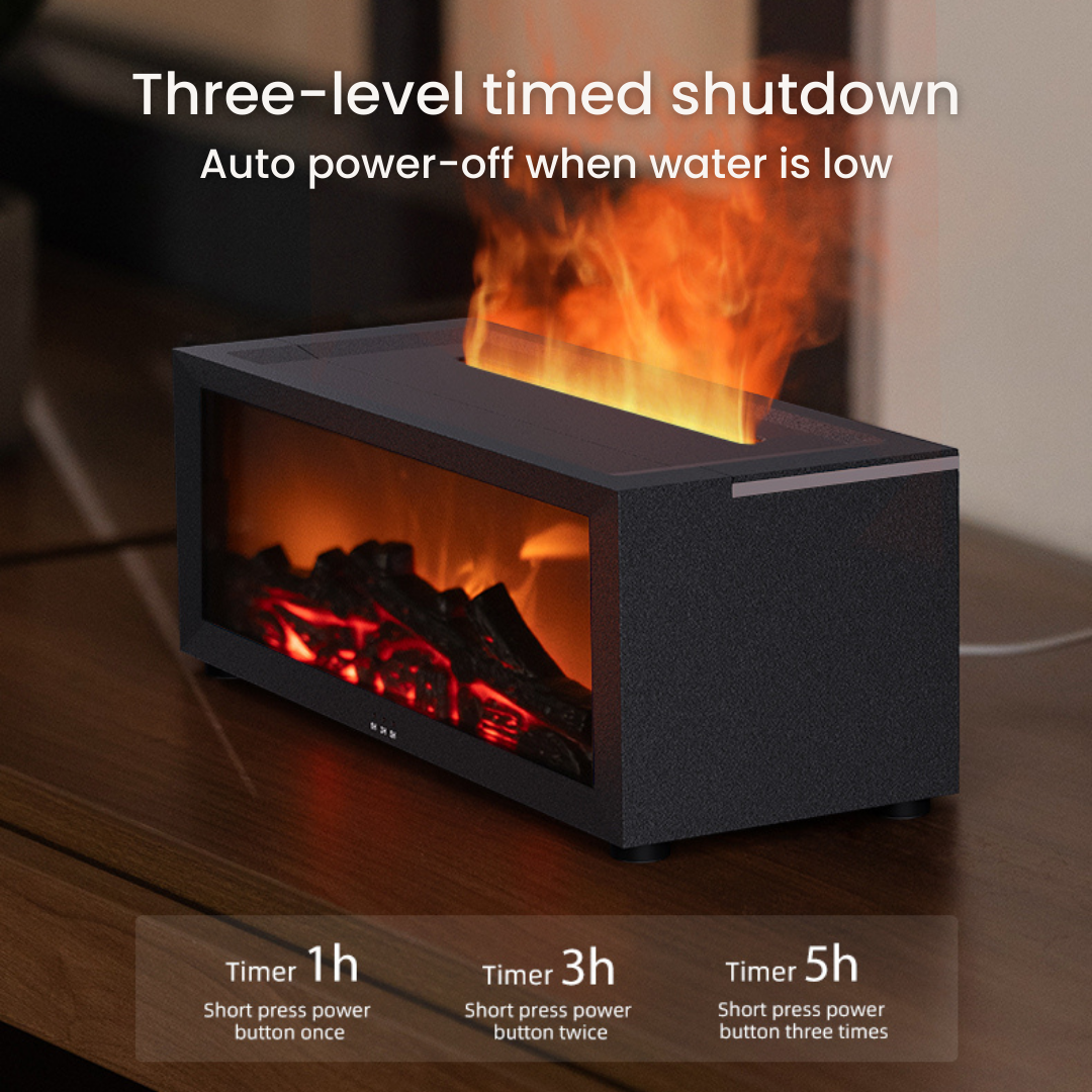 🔥 Fireplace-style simulated flame aromatherapy humidifier