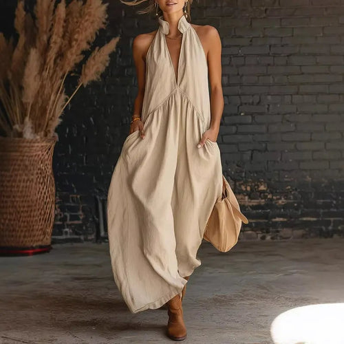 2026 Minimalist Halter Neck Maxi Dress