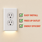 Outlet Wall Plate with LED Night Lights – No Batteries or Wires [UL FCC CSA Certified]
