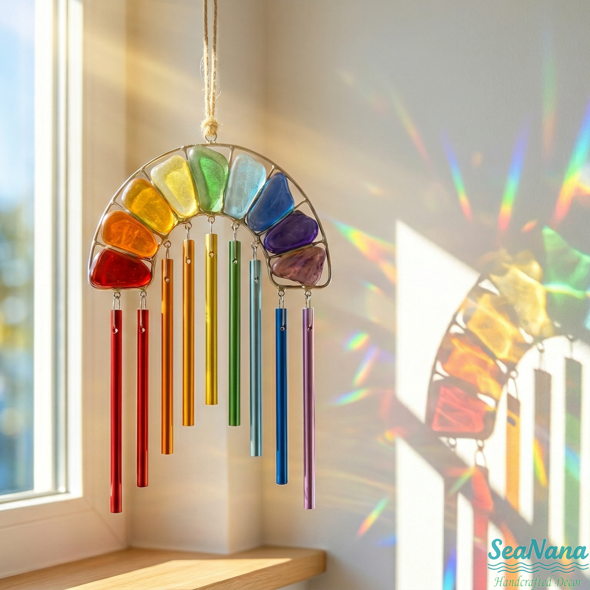 🌈Rainbow Magic in Sunlight! ✨-Handcrafted wind chimes