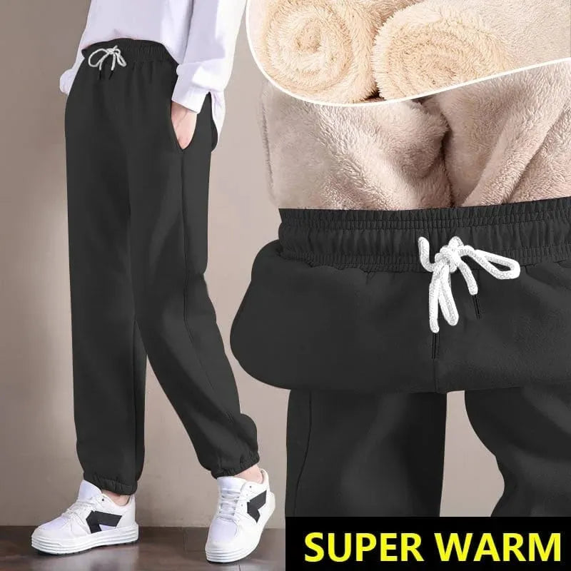 Women's Fleece Lined Solid Color Fashion Casual Pants