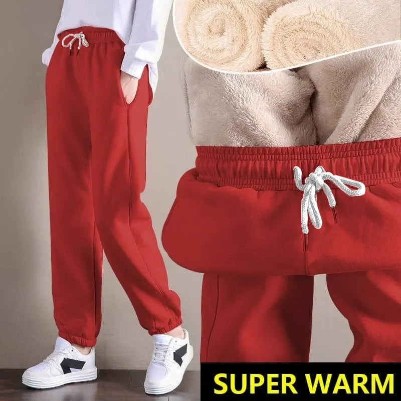 Women's Fleece Lined Solid Color Fashion Casual Pants
