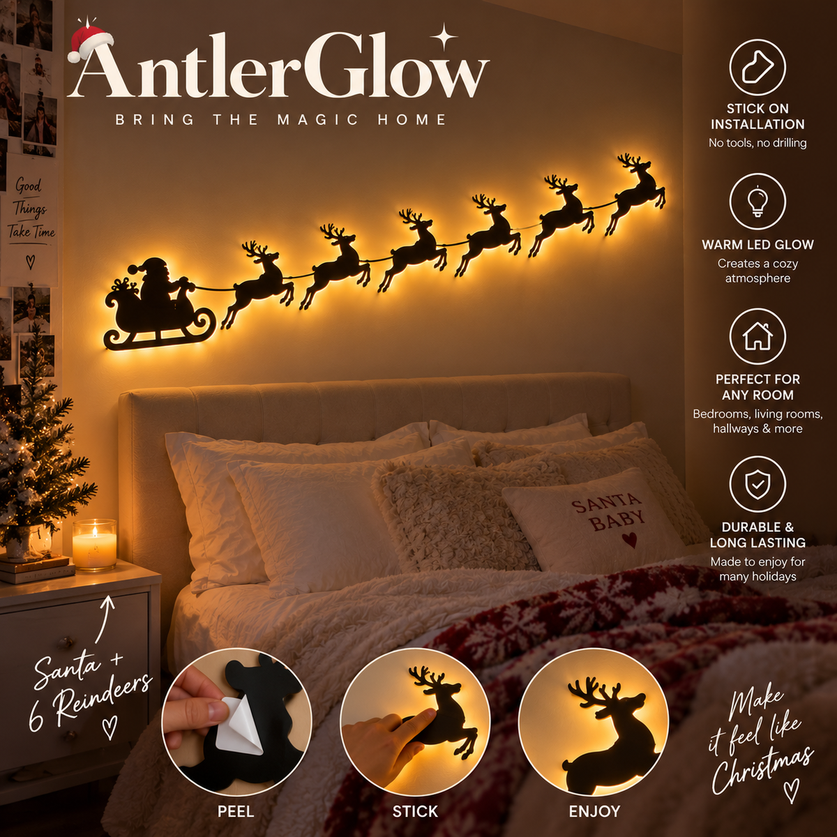 Santa Claus & Reindeer LED Decorative Lights