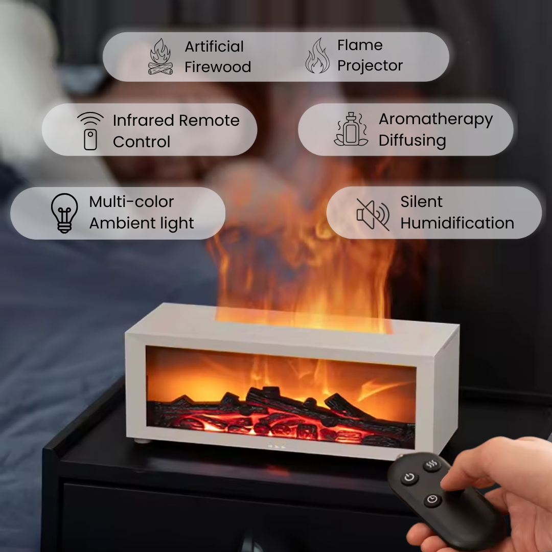 🔥 Fireplace-style simulated flame aromatherapy humidifier